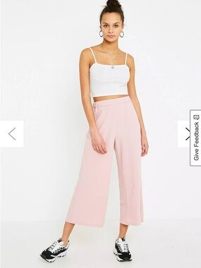 Dr. Denim Women’s Sz L Abel Wide-Leg Trousers in Hazy Pink